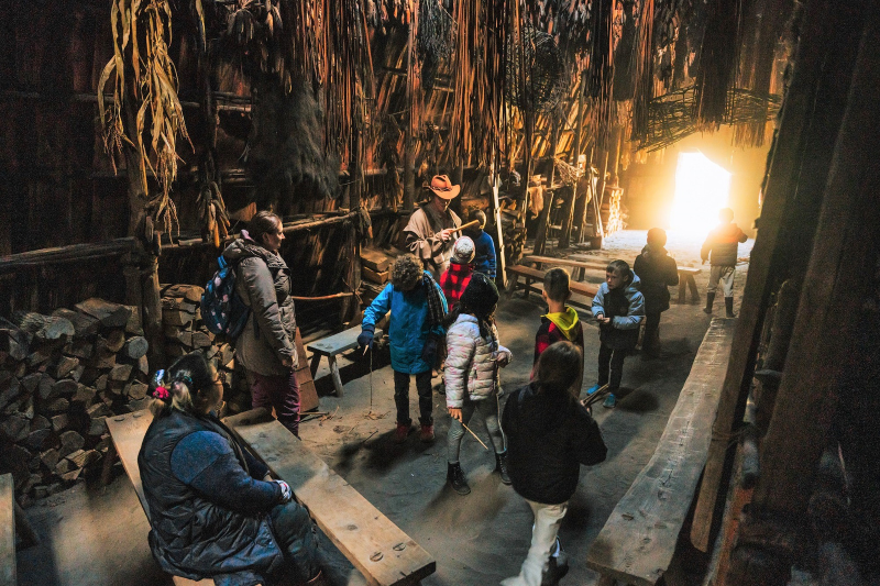 A classroom exploring a longhouse