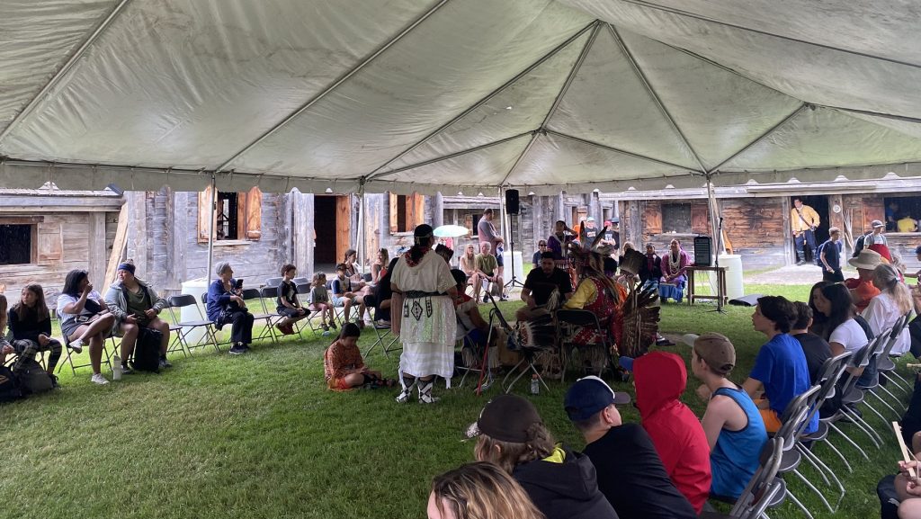 Smoke Trail Drum Group performed under the main tent in North Court at Sainte-Marie