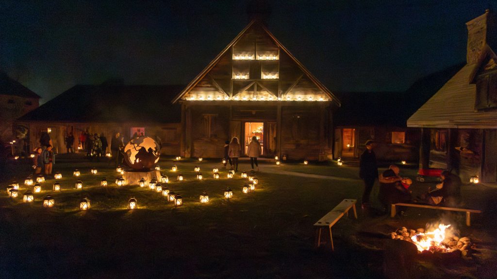 Sainte-Marie's historical buildings during First Light