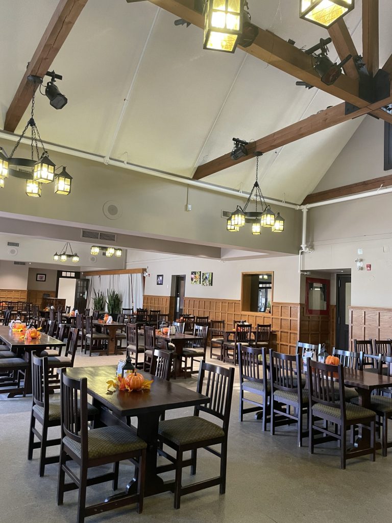 Interior of restaurant chairs and tables