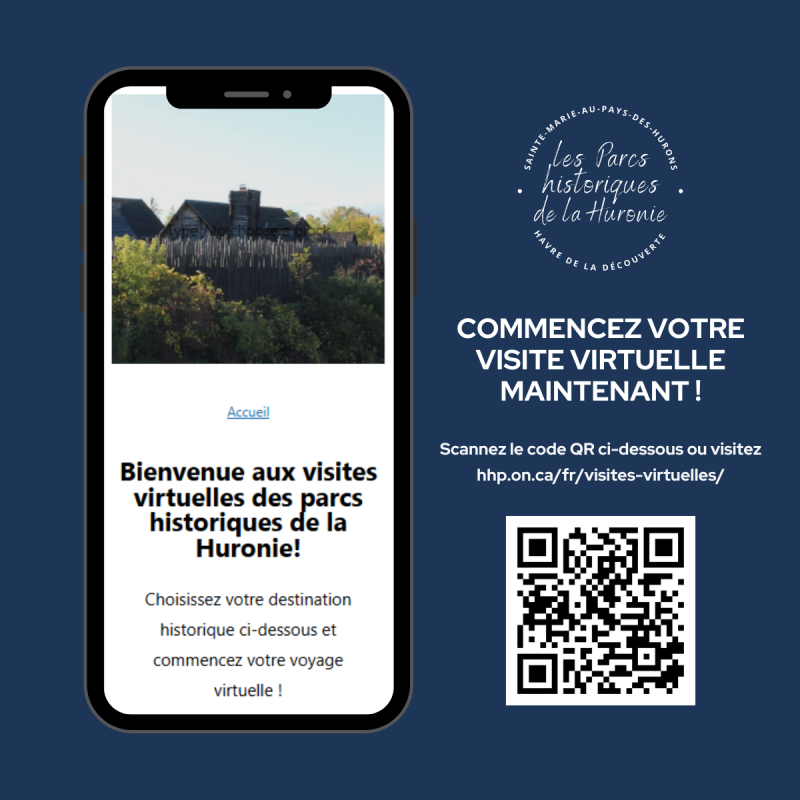 écran de téléphone annonçant les visites audio des parcs historiques de la nouvelle Huronie
