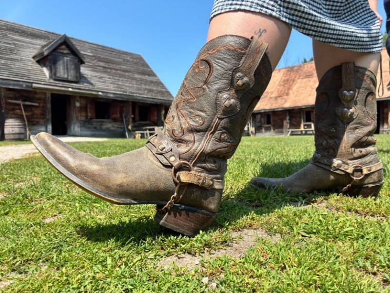 A pair of cowboy boots in historic north court