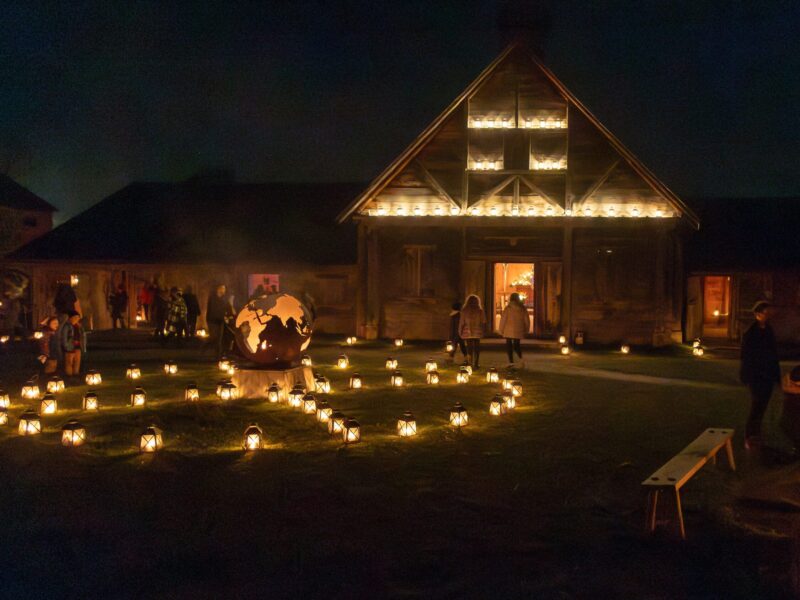 Sainte-Marie's historical buildings during First Light