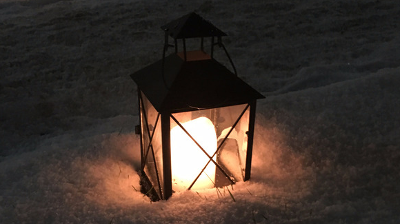 A lantern in the snow