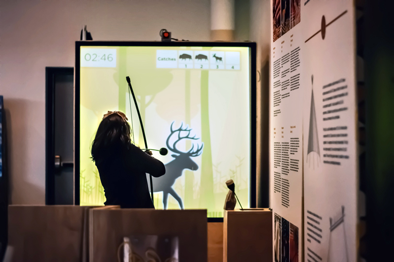 Virtual bow and arrow in action